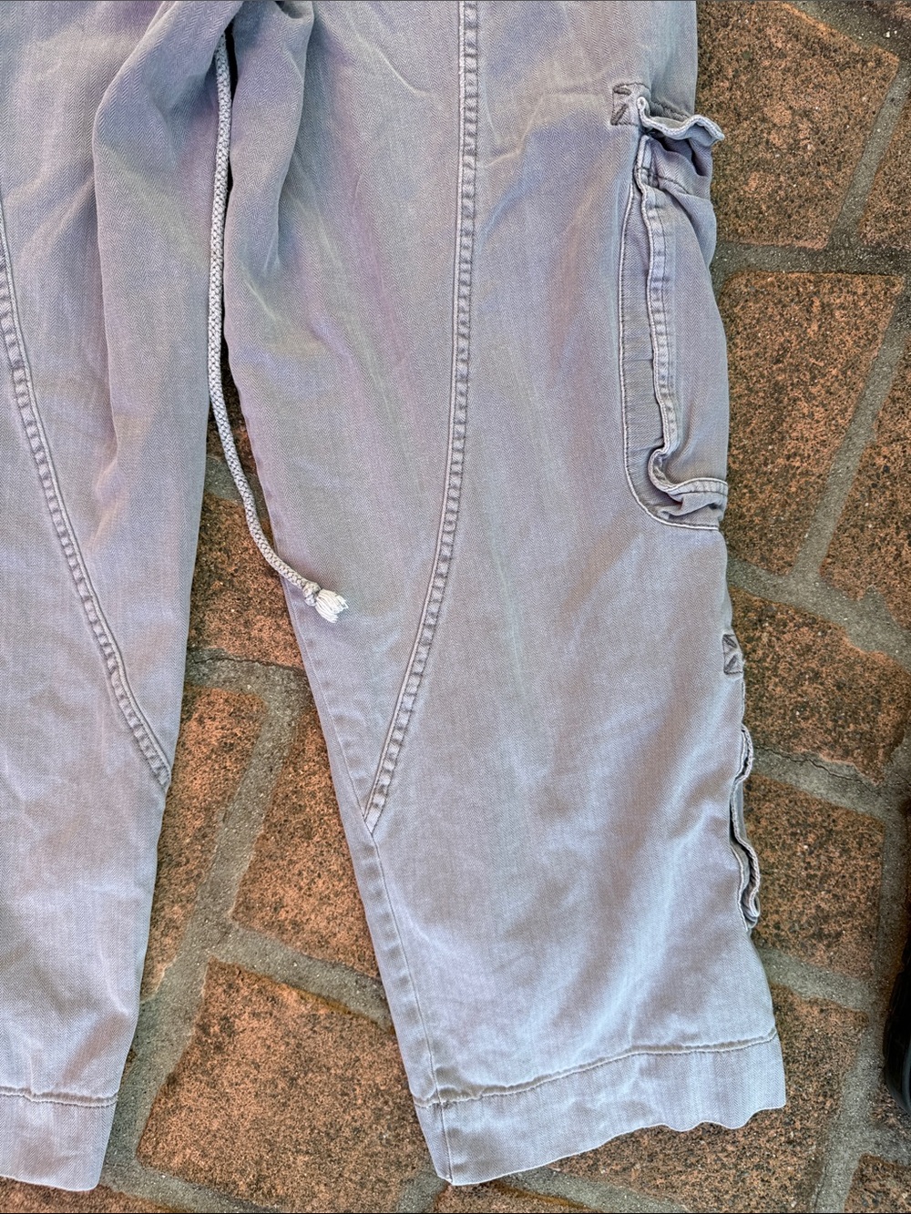 Free People Light Gray Relaxed Cargo Jeans with Drawstring - Picture 8 of 11